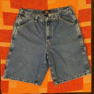 Route 66 Blue Denim Carpenter Shorts Jorts Vintage Size 34